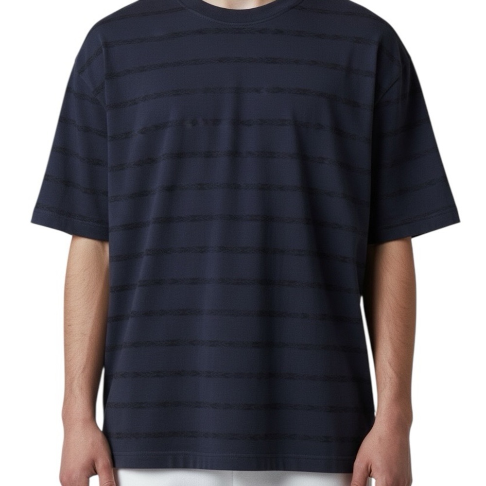 GAP T-Shirt XL Short Sleeves Crew Neck Cotton Navy Blue Black Horizontal Stripe